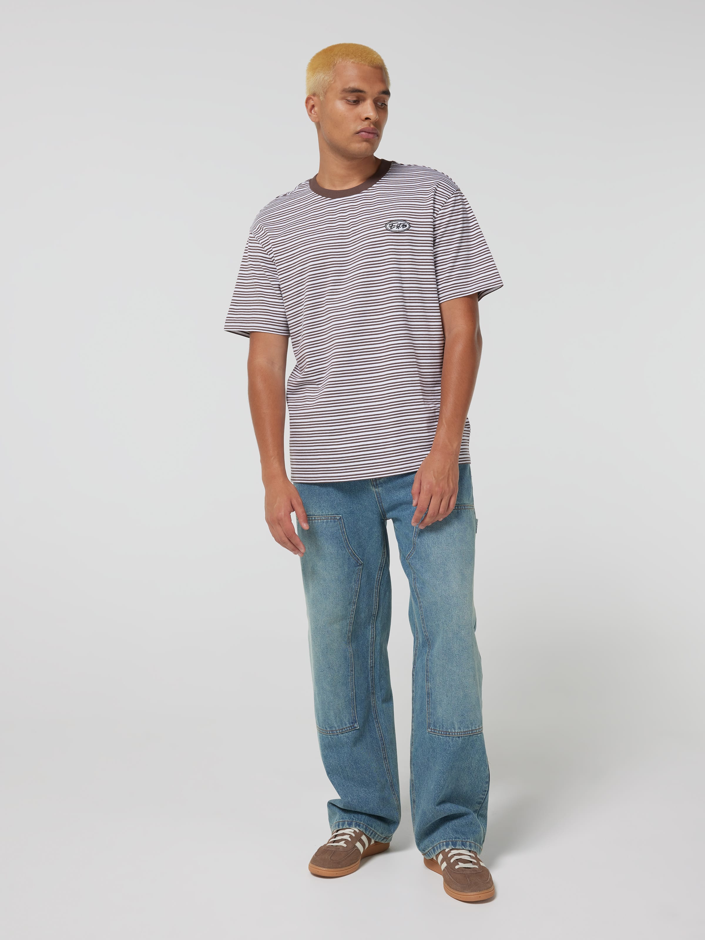 Horizontal Stripe Relaxed Short Sleeve Tee