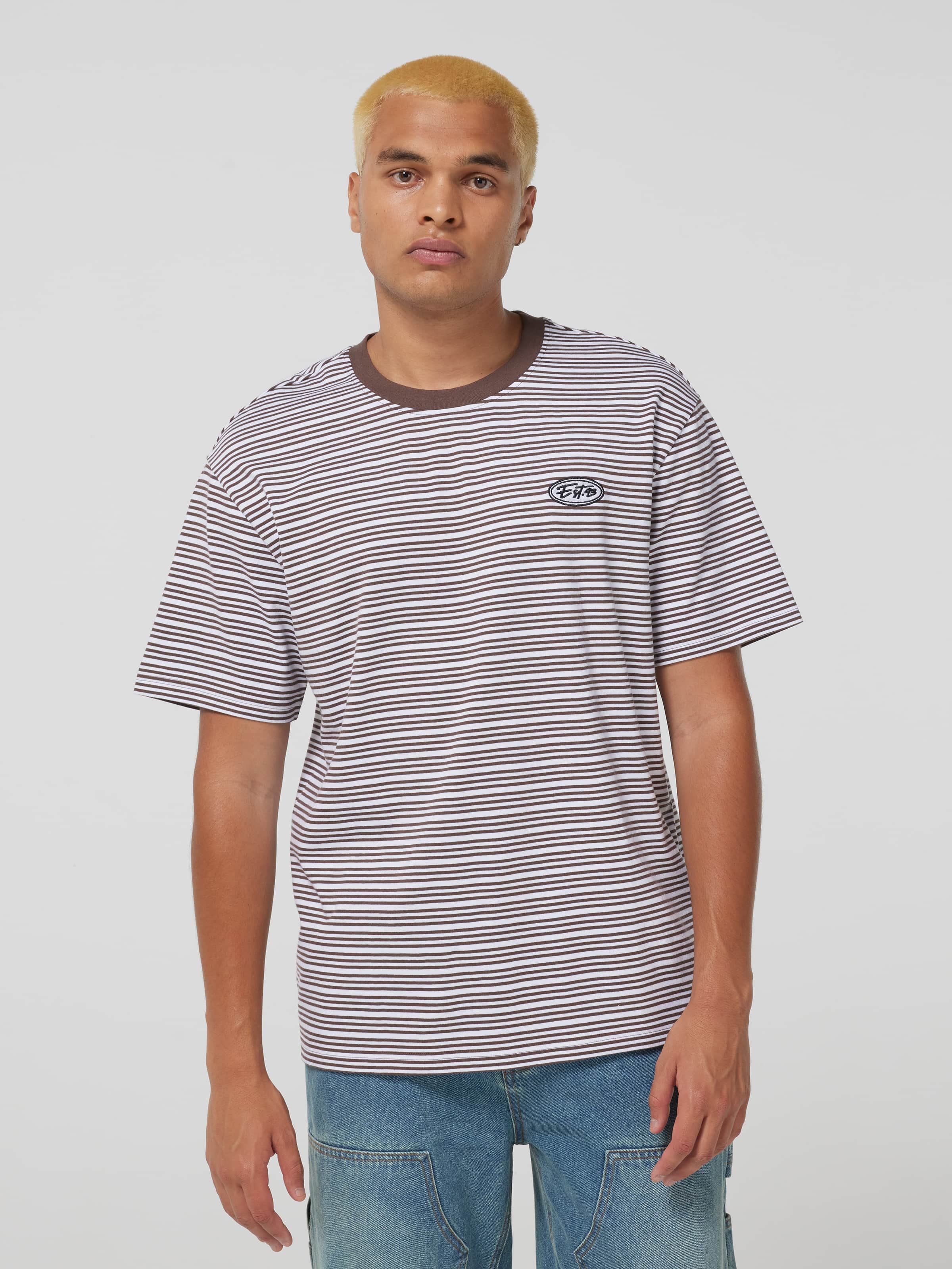 Horizontal Stripe Relaxed Short Sleeve Tee