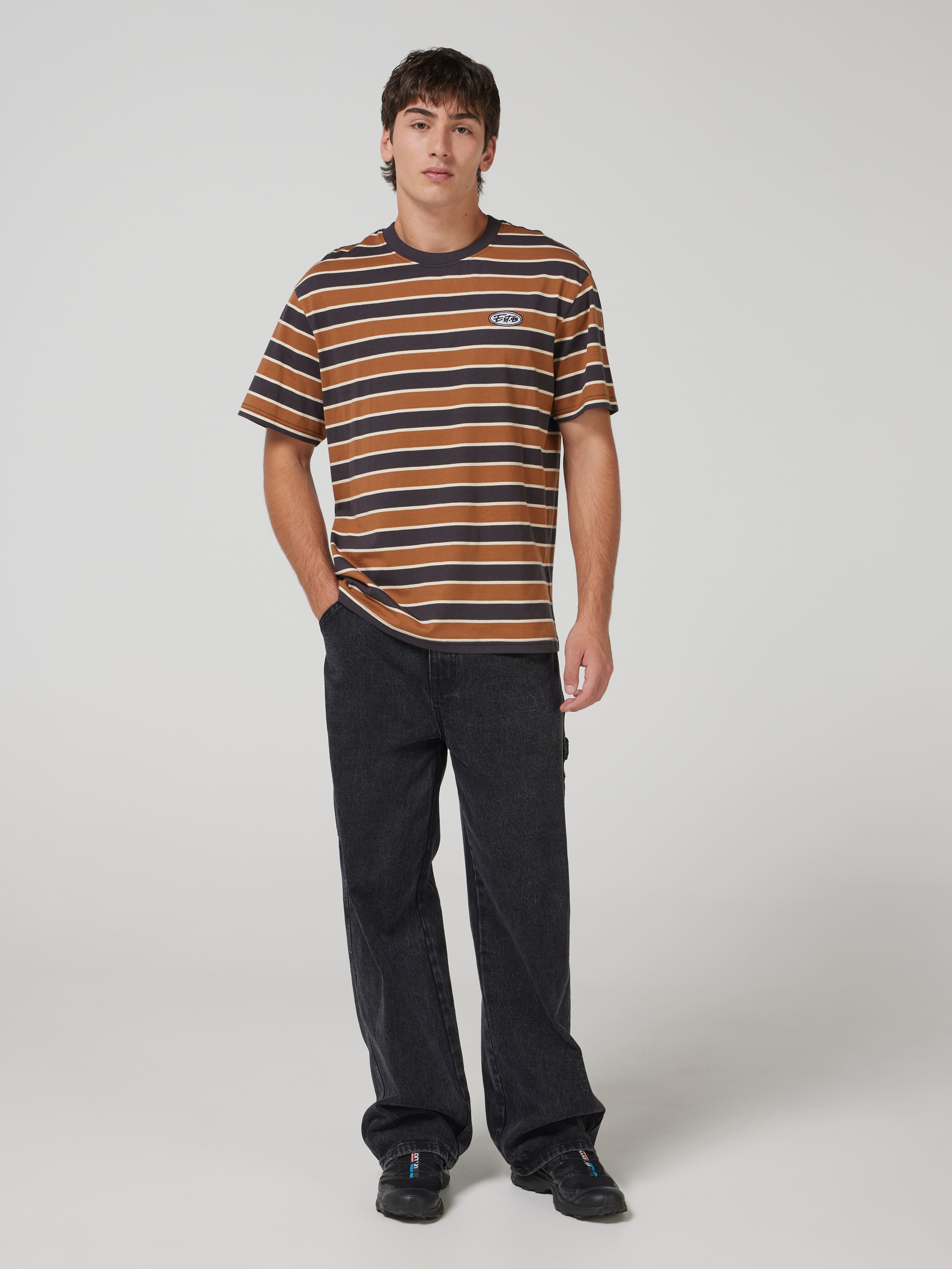 Horizontal Stripe Relaxed Short Sleeve Tee