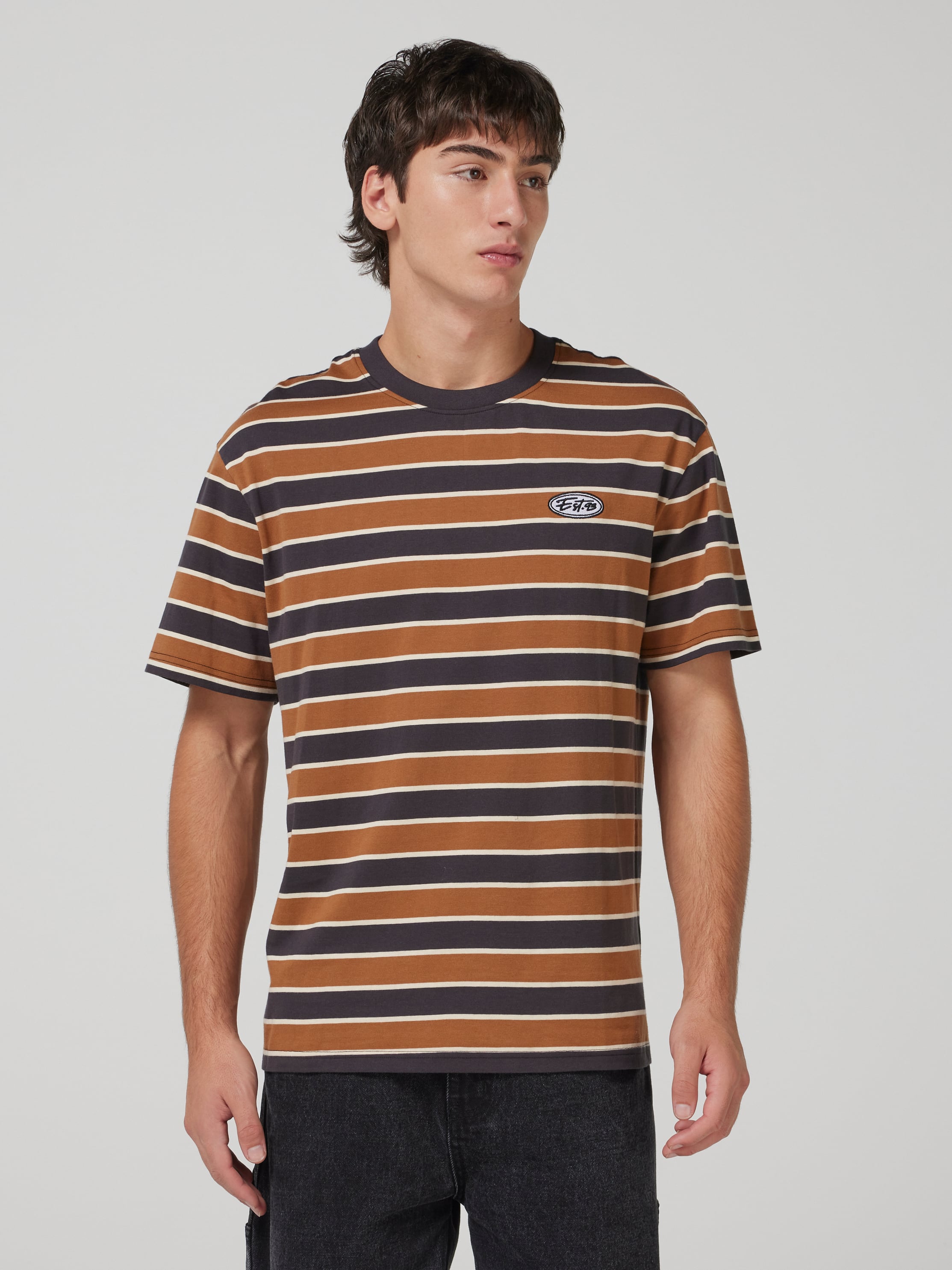 Horizontal Stripe Relaxed Short Sleeve Tee