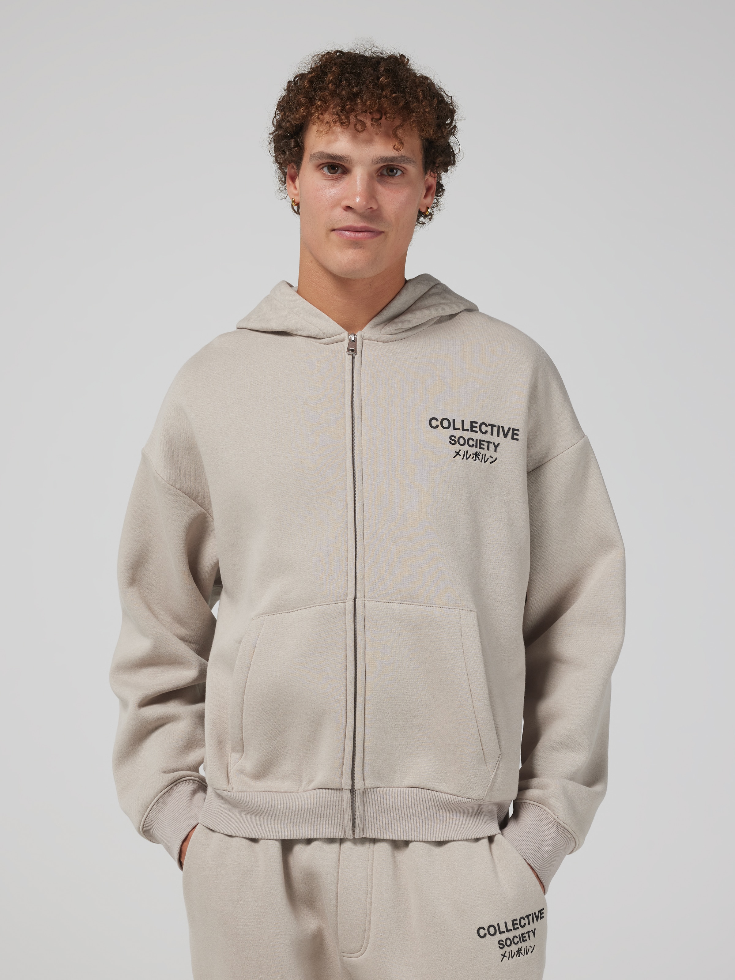 Collective Society Zip Through Hoodie