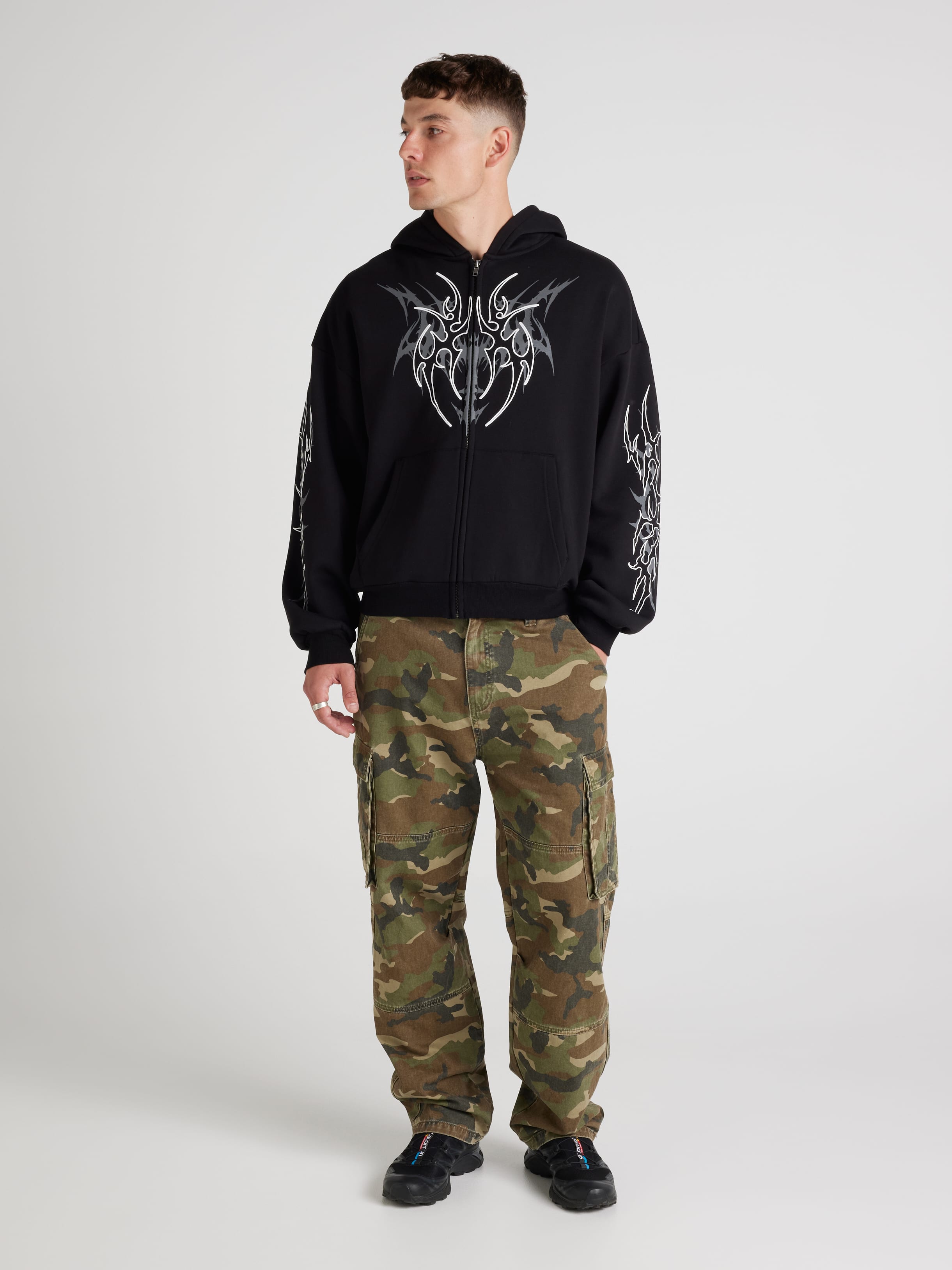 Metal Neo Tribal Zip Thru Hoodie