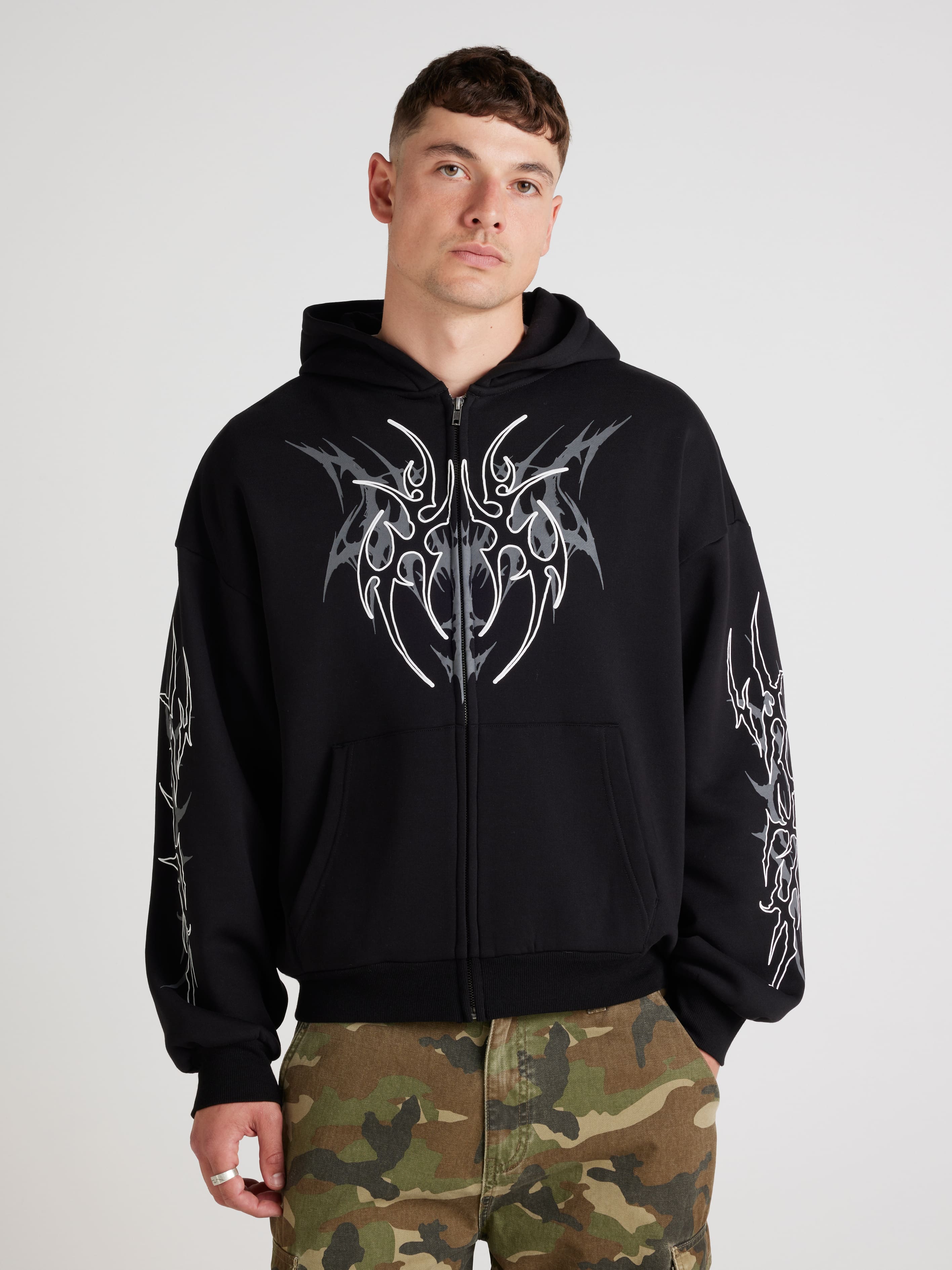 Metal Neo Tribal Zip Thru Hoodie