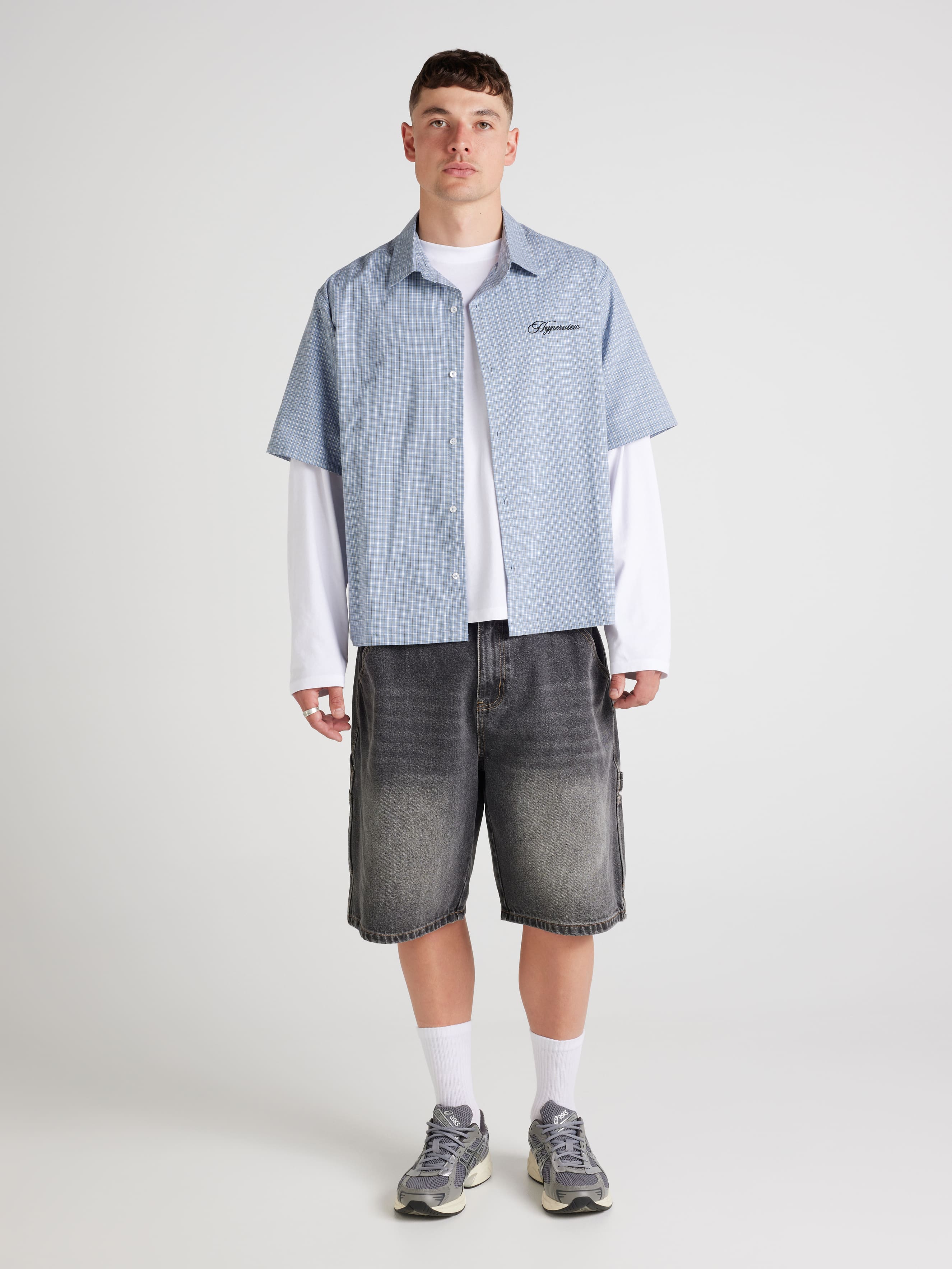 Check Embroidery Skate Shirt