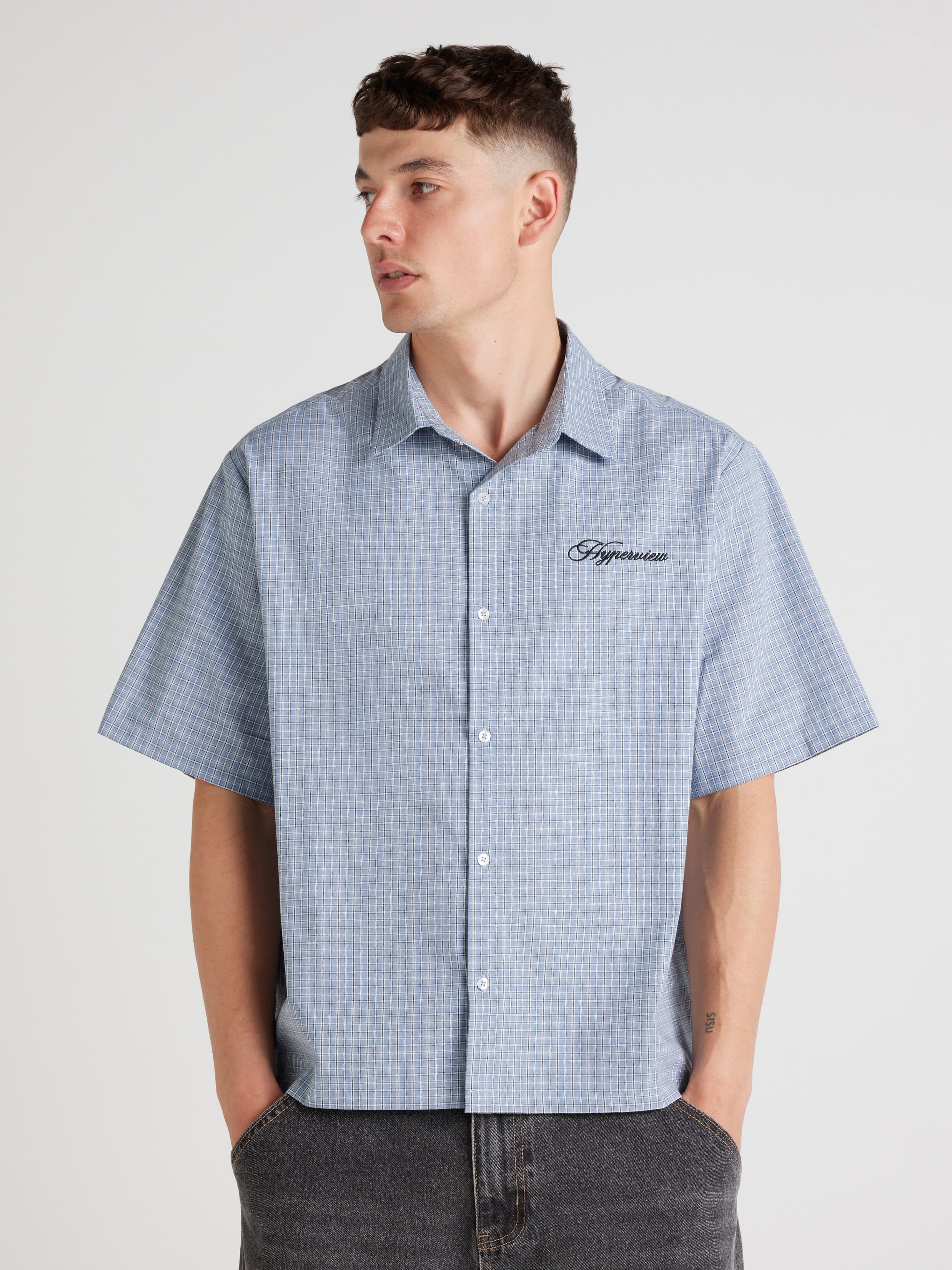 Check Embroidery Skate Shirt
