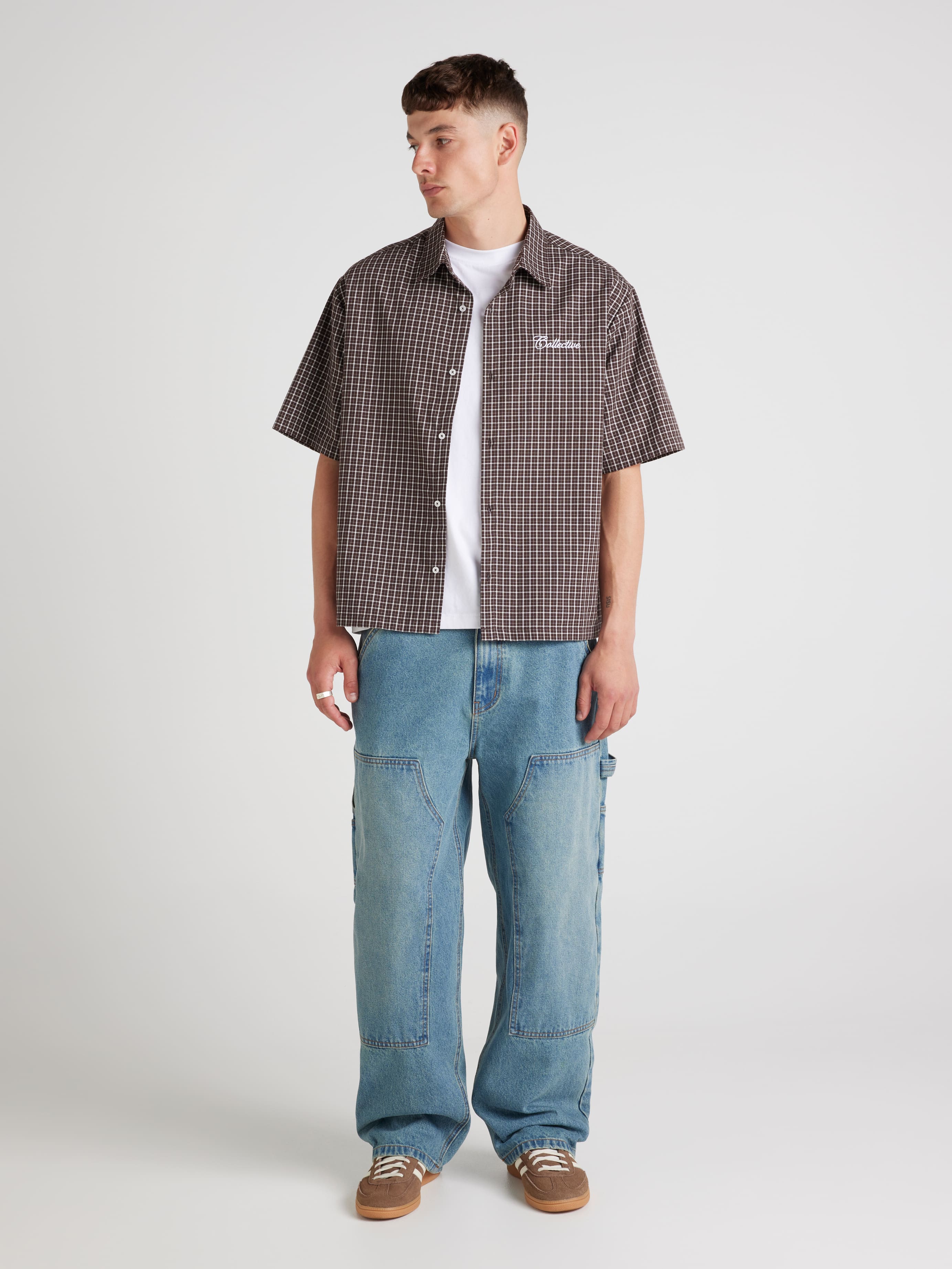 Check Embroidery Skate Shirt