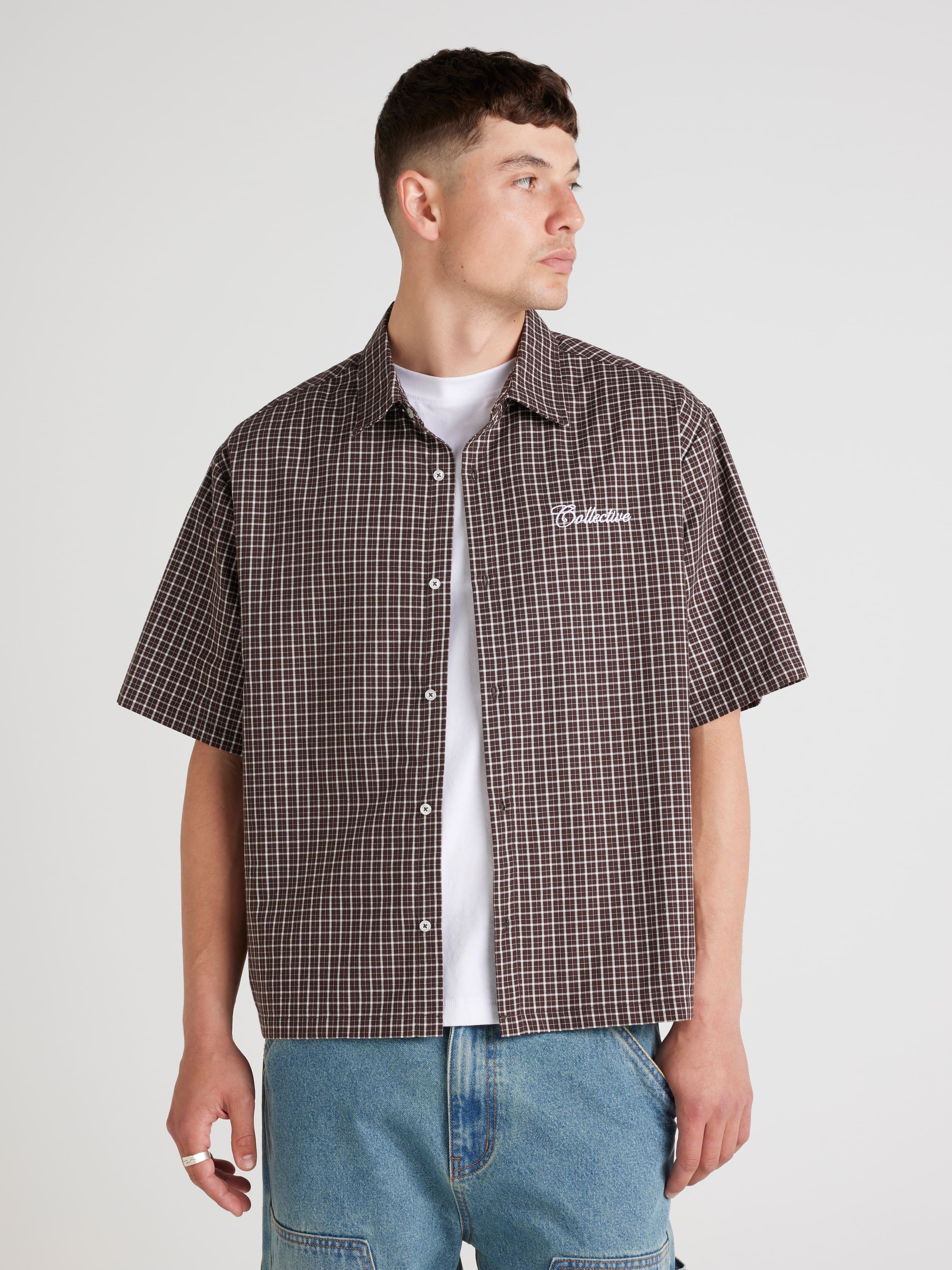 Check Embroidery Skate Shirt