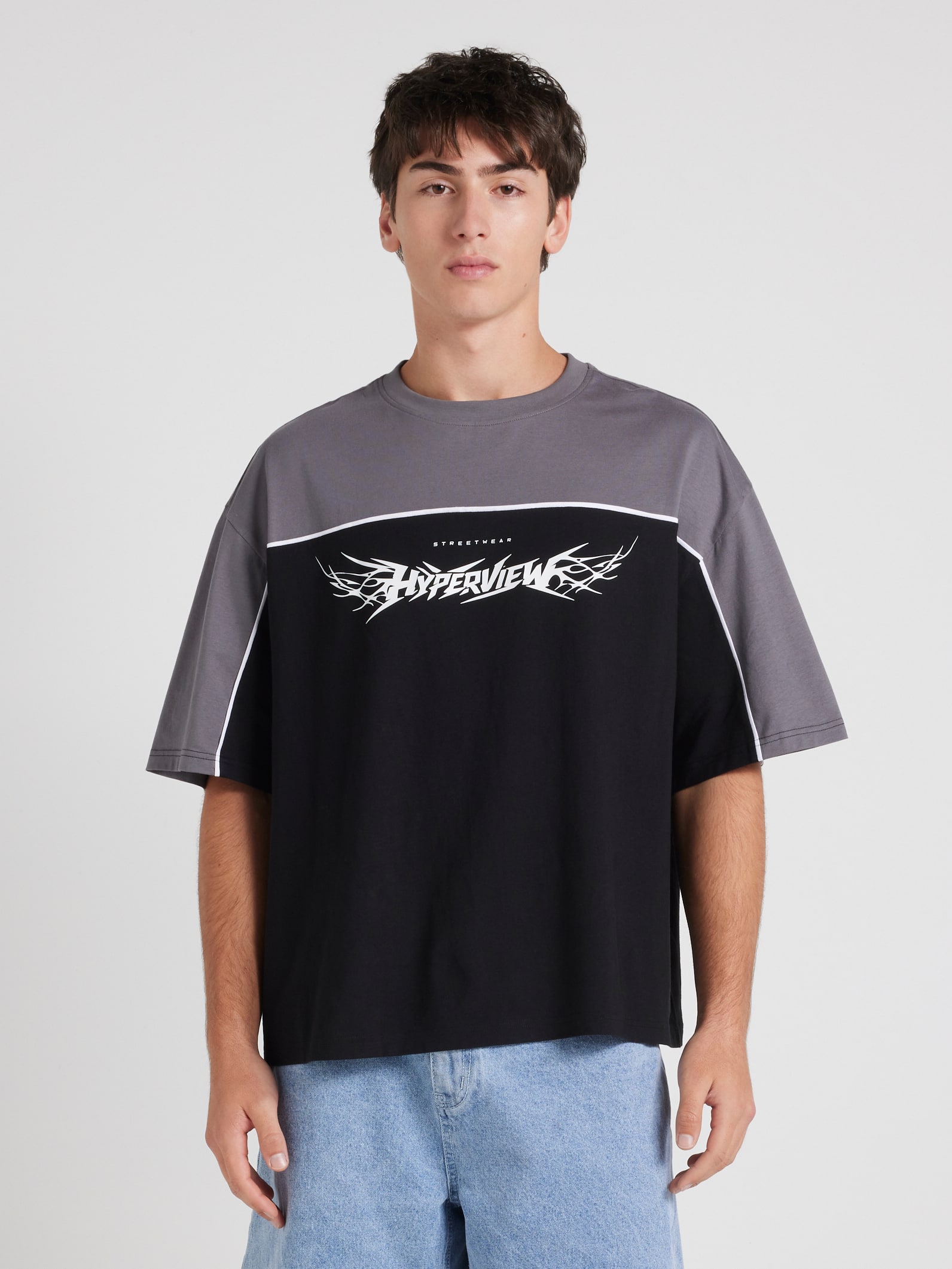 Hyperview Piping Baggy Short Sleeve Tee