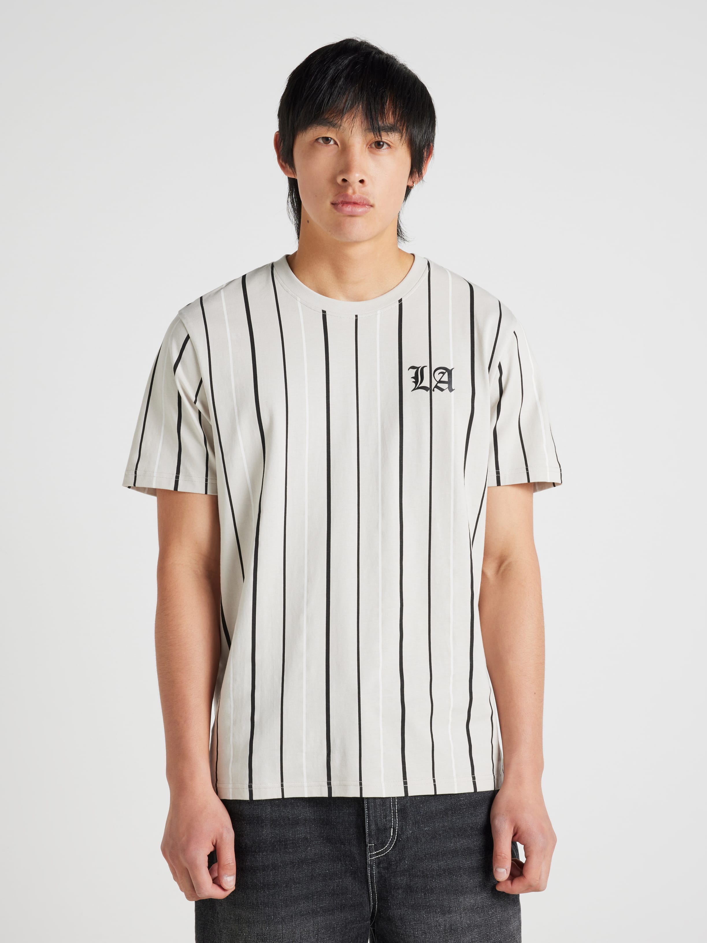 Vertical Stripe La Short Sleeve Tee