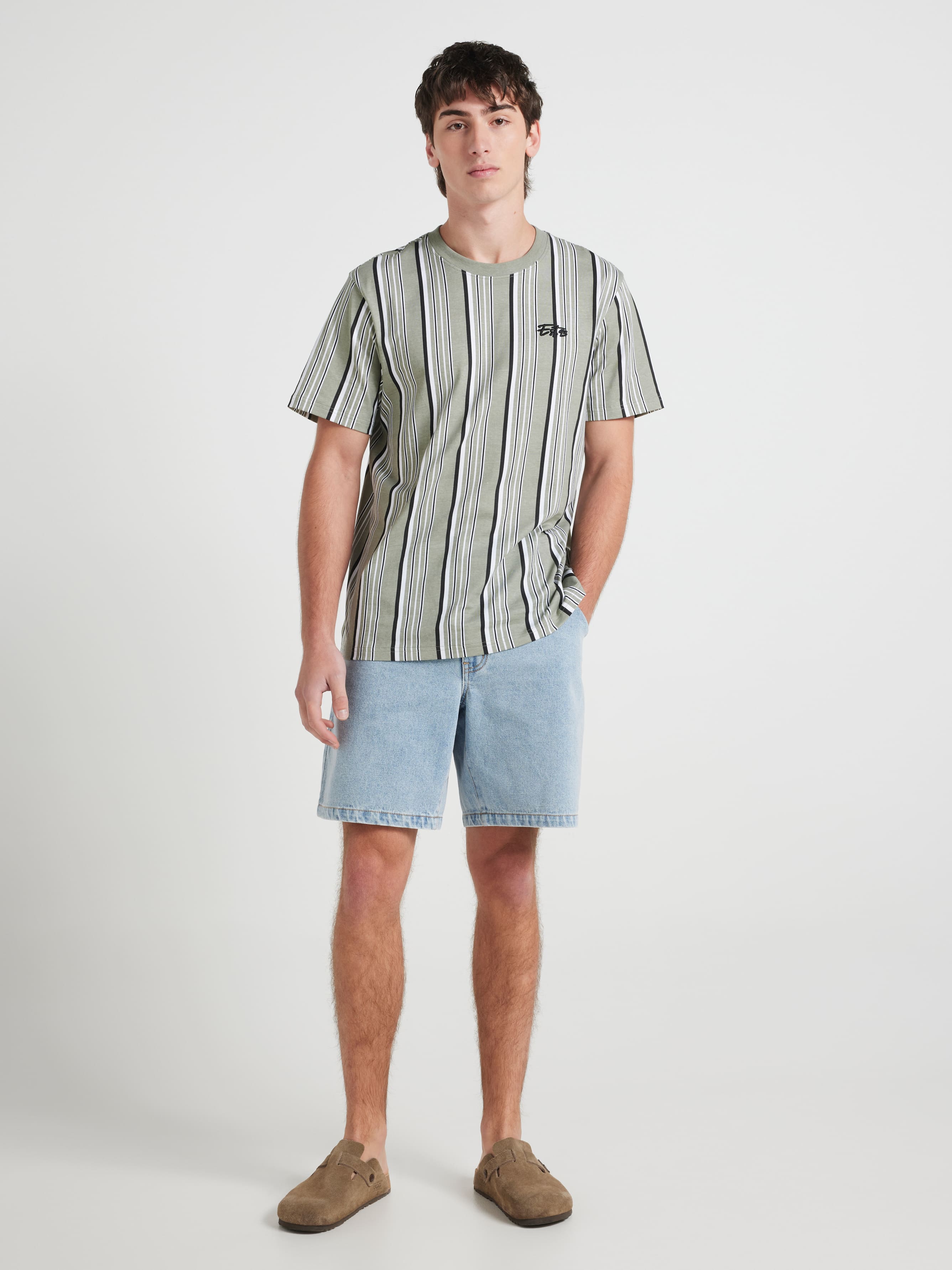 Vertical Stripe Est 95 Short Sleeve Tee