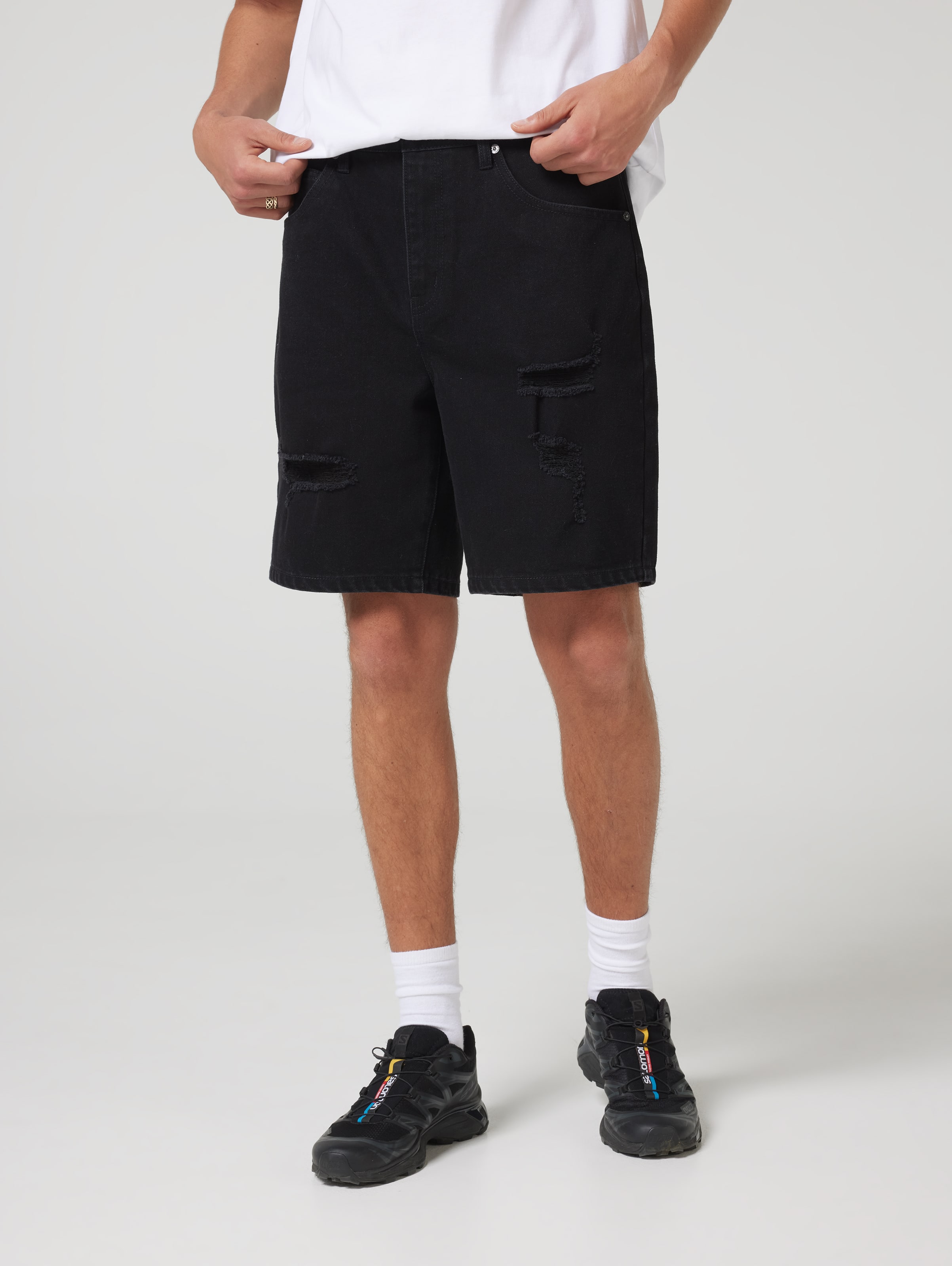 Saint Slim Ripped Denim Short