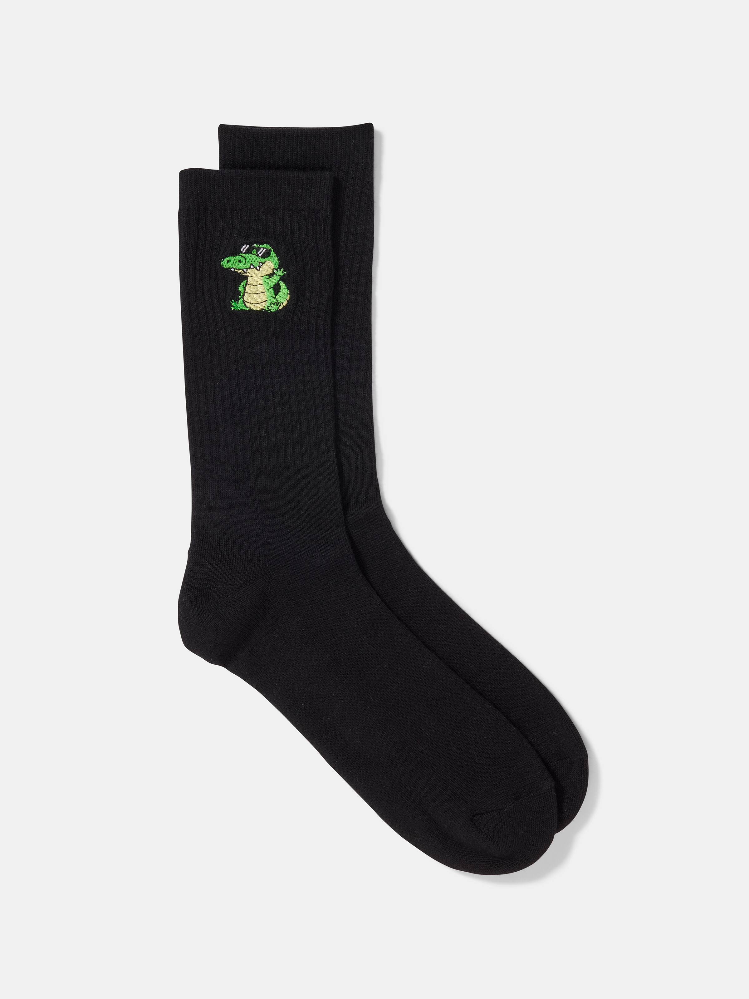 Ribbed Embroidered Sock