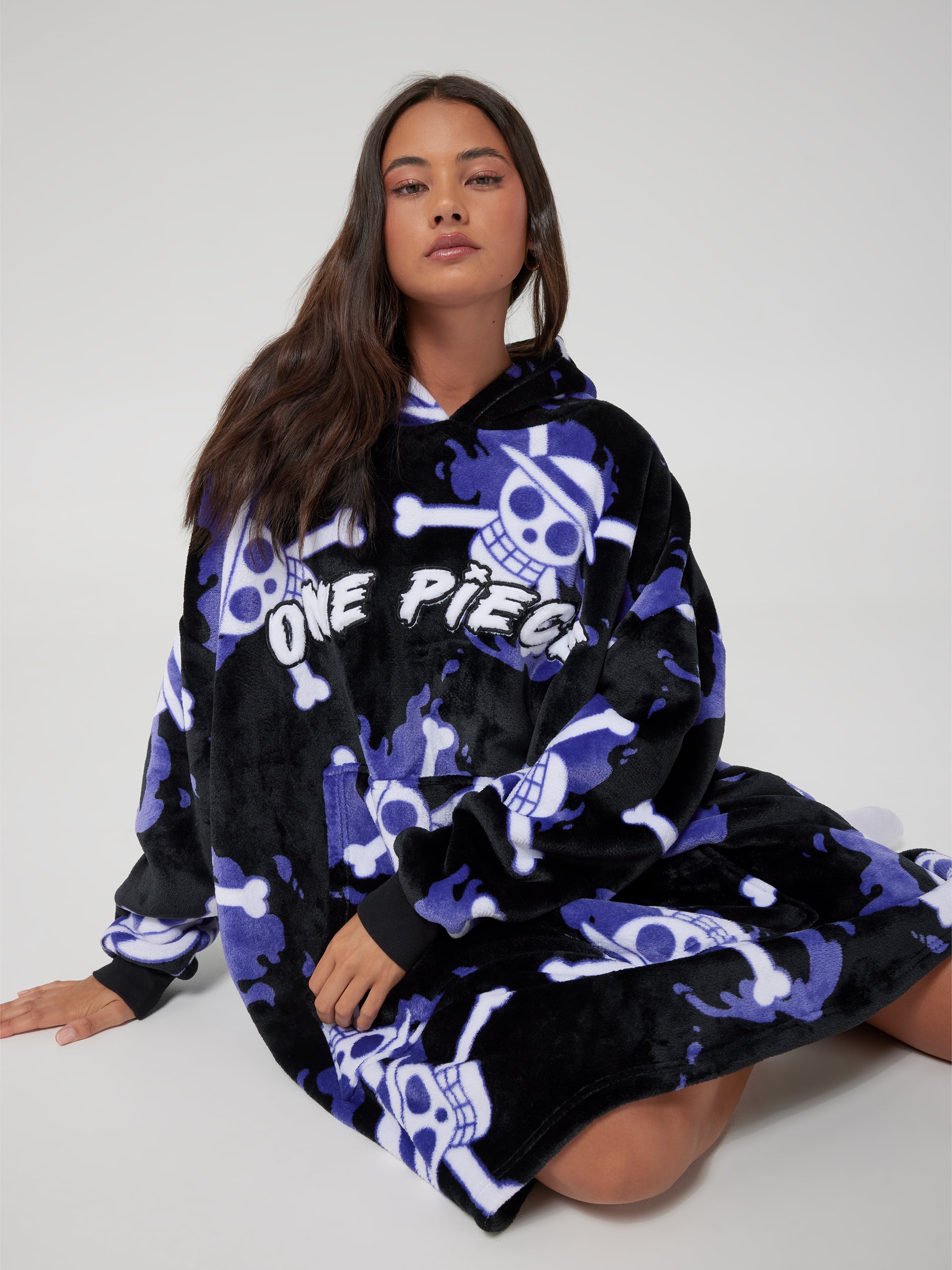 One Piece Embroidered Blanket Hoodie