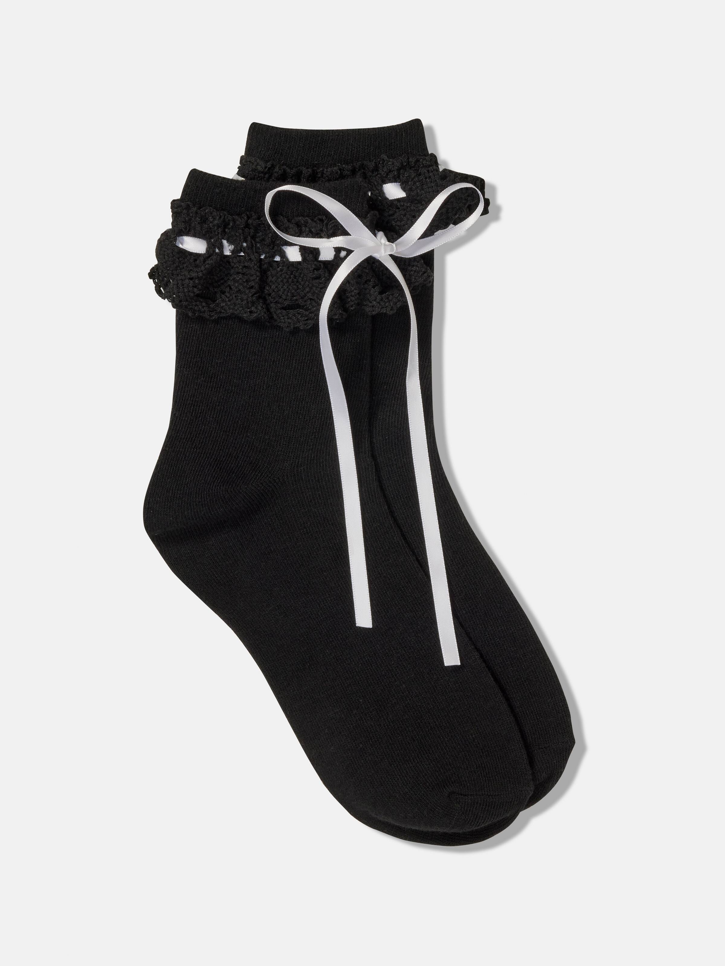 Crochet Trim Bow Sock