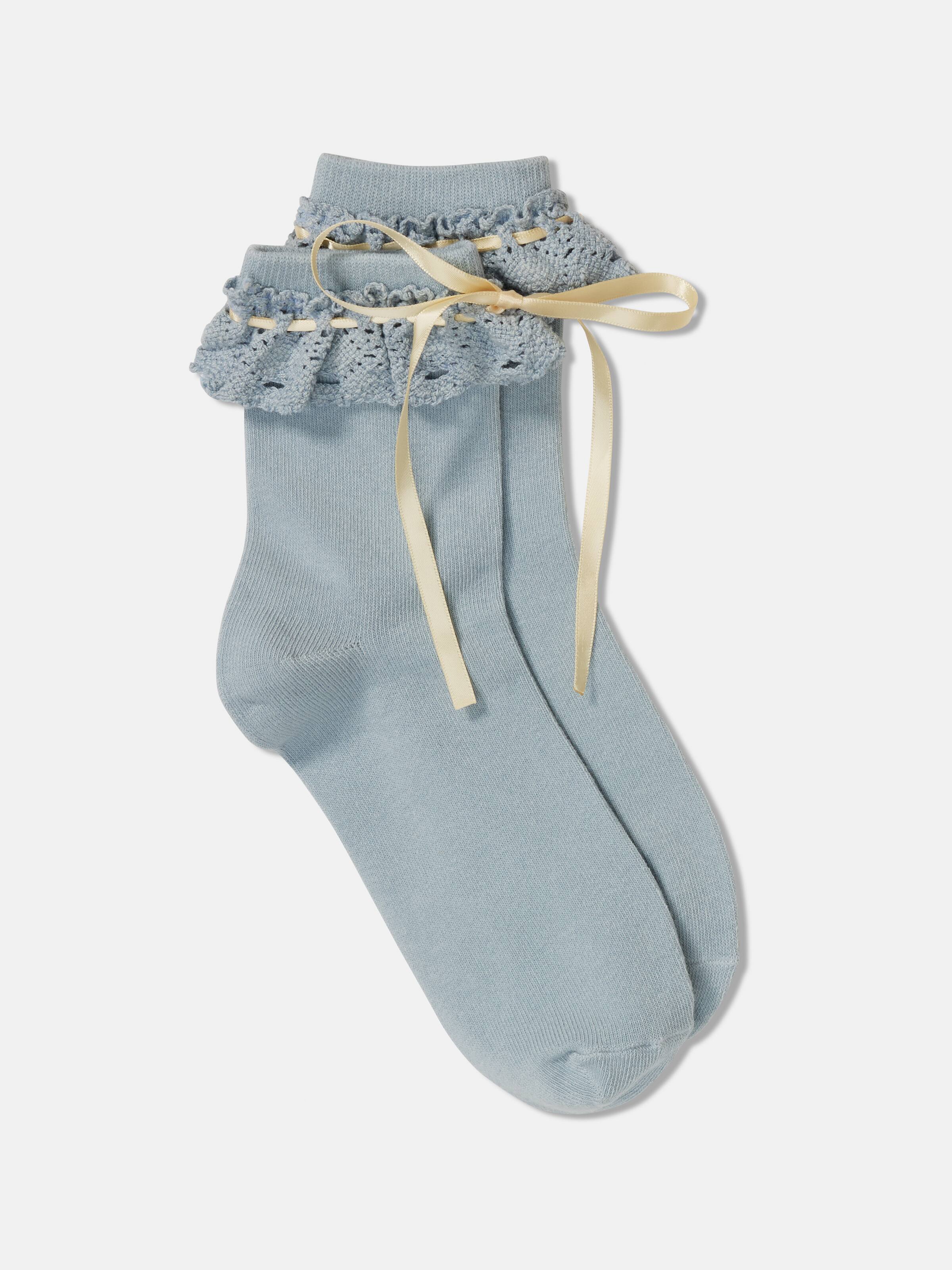 Crochet Trim Bow Sock