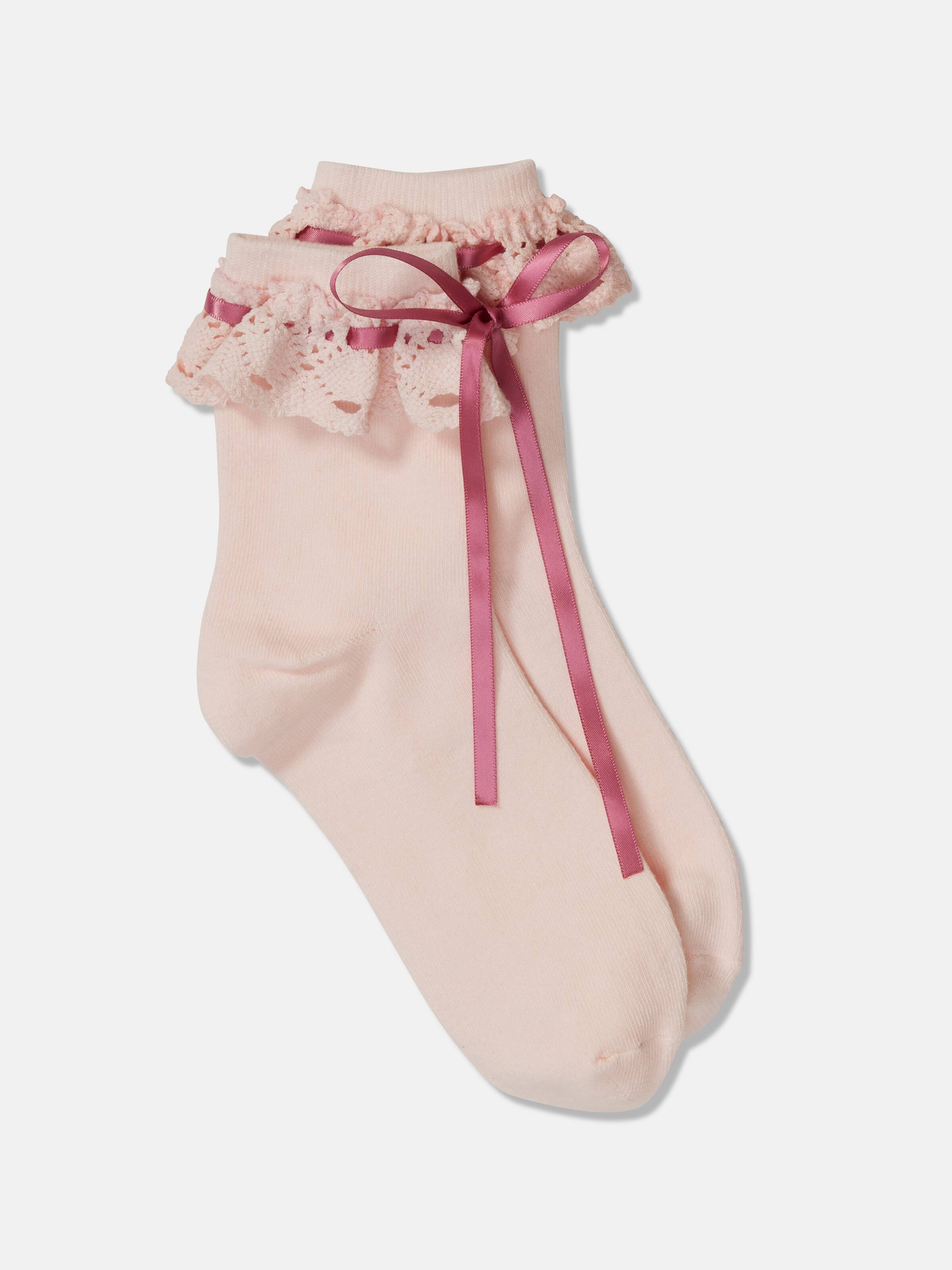 Crochet Trim Bow Sock