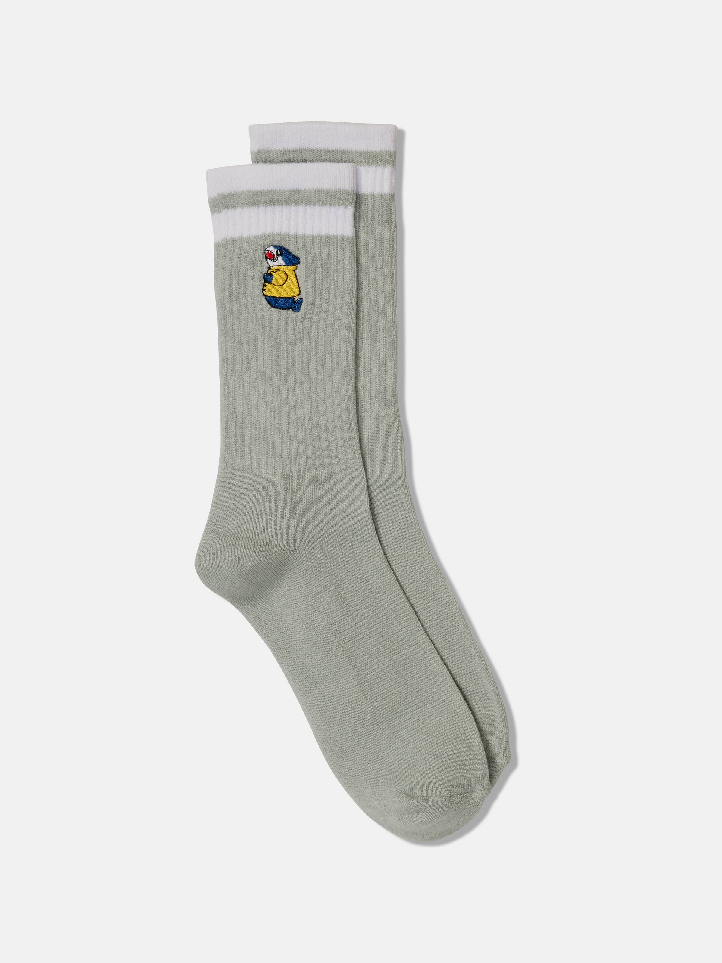 Ribbed Embroidered Sock