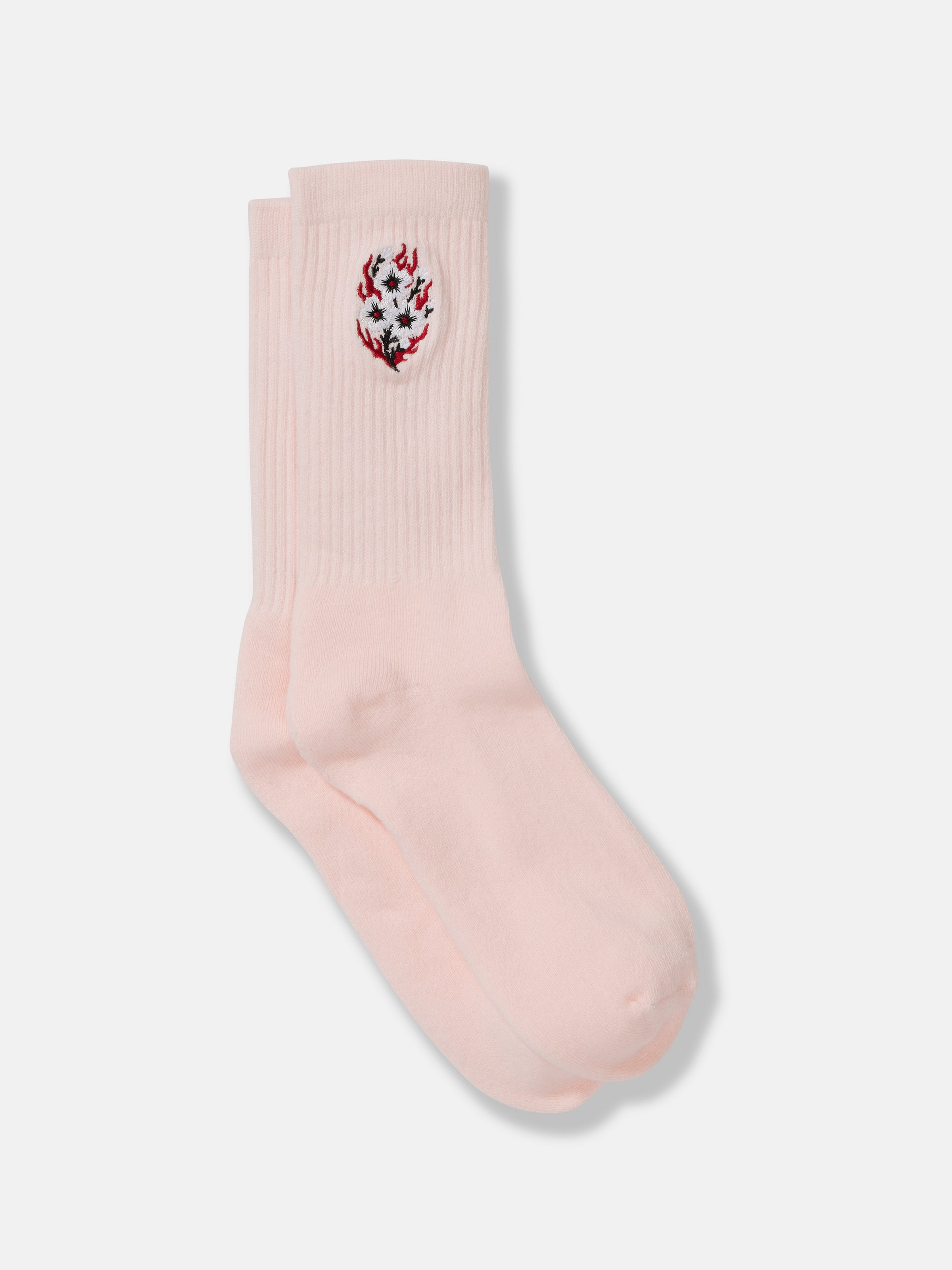 Ribbed Embroidery Crew Sock