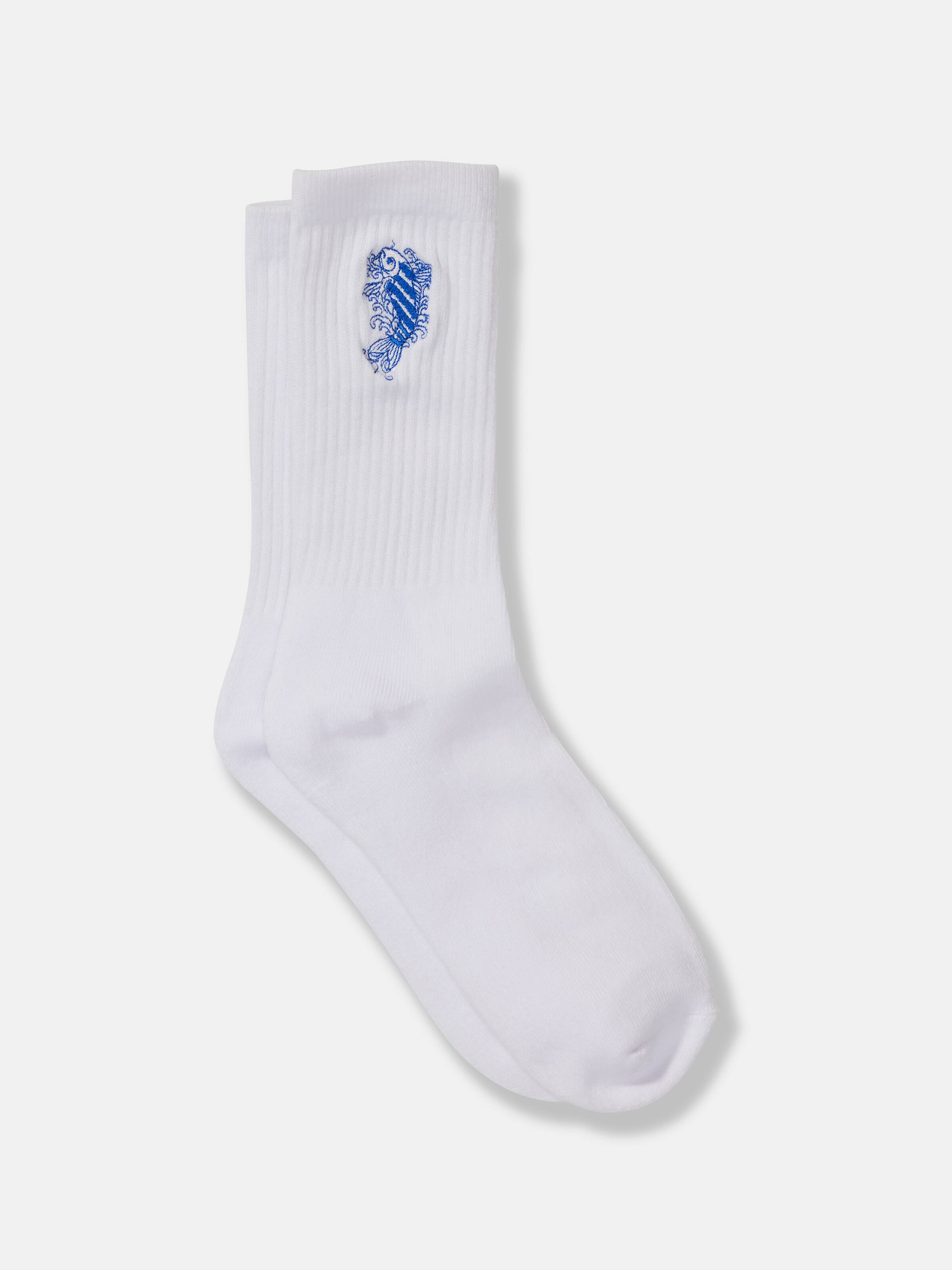 Ribbed Embroidery Crew Sock