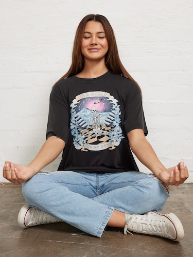 In My Own World Skeleton Oversized Tee                                                                                          