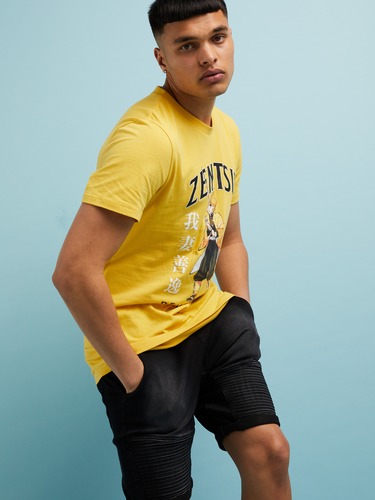 Mustard Demon Slayer Zenitsu Short Sleeve Tee                                                                                   
