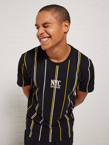 Black Vertical Stripe Nyc Tee                                                                                                   