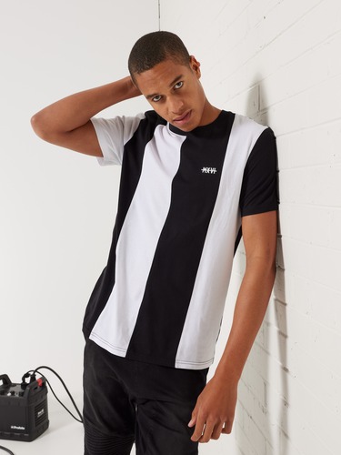 Black White Splice Verticle Tee                                                                                                 