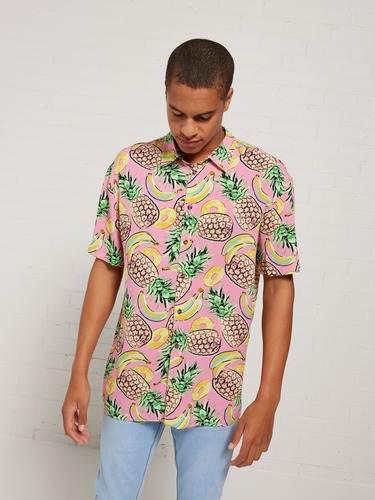 Pink Fruit Pine-Nana Resort Shirt                                                                                               
