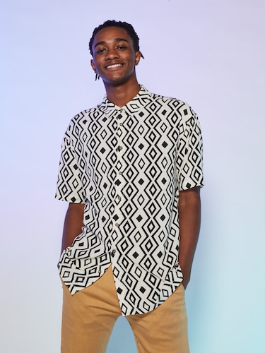 Natural Aztec Diamond Resort Shirt                                                                                              