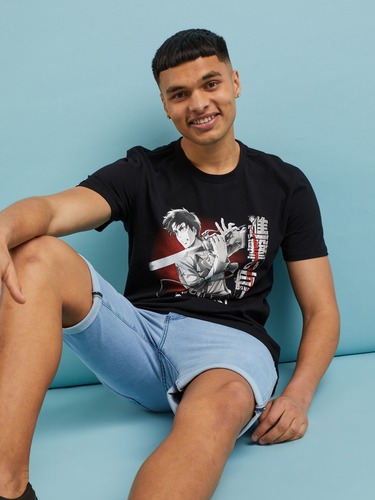 Black Attack On Titan Eren Short Sleeve Tee                                                                                     