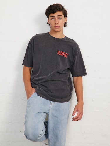 Black Tie Dye Acid Scarface Tee                                                                                                 