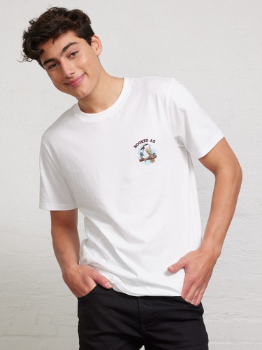 White Novelty Kooked Tee                                                                                                        