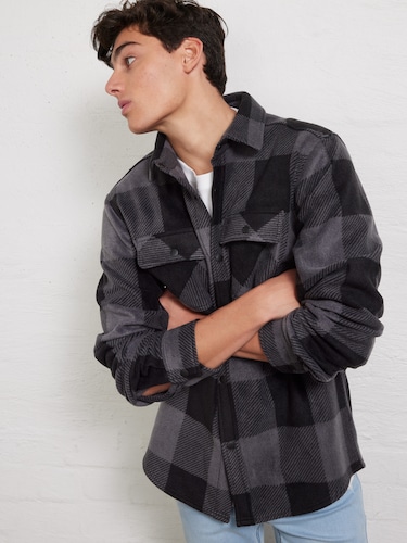Check Polar Fleece Long Sleeve Shirt                                                                                            