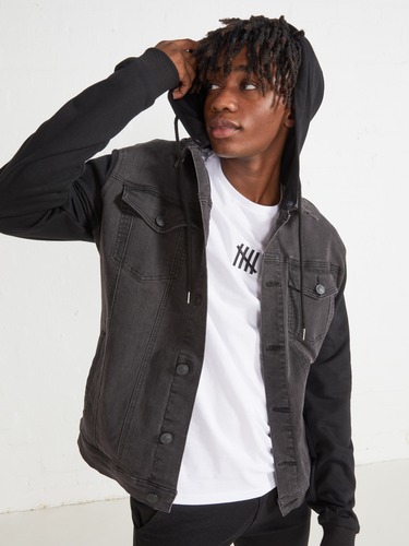 Fleece Stretch Denim Jacket