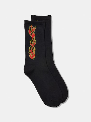 Rib Crew Glow Print Sock                                                                                                        