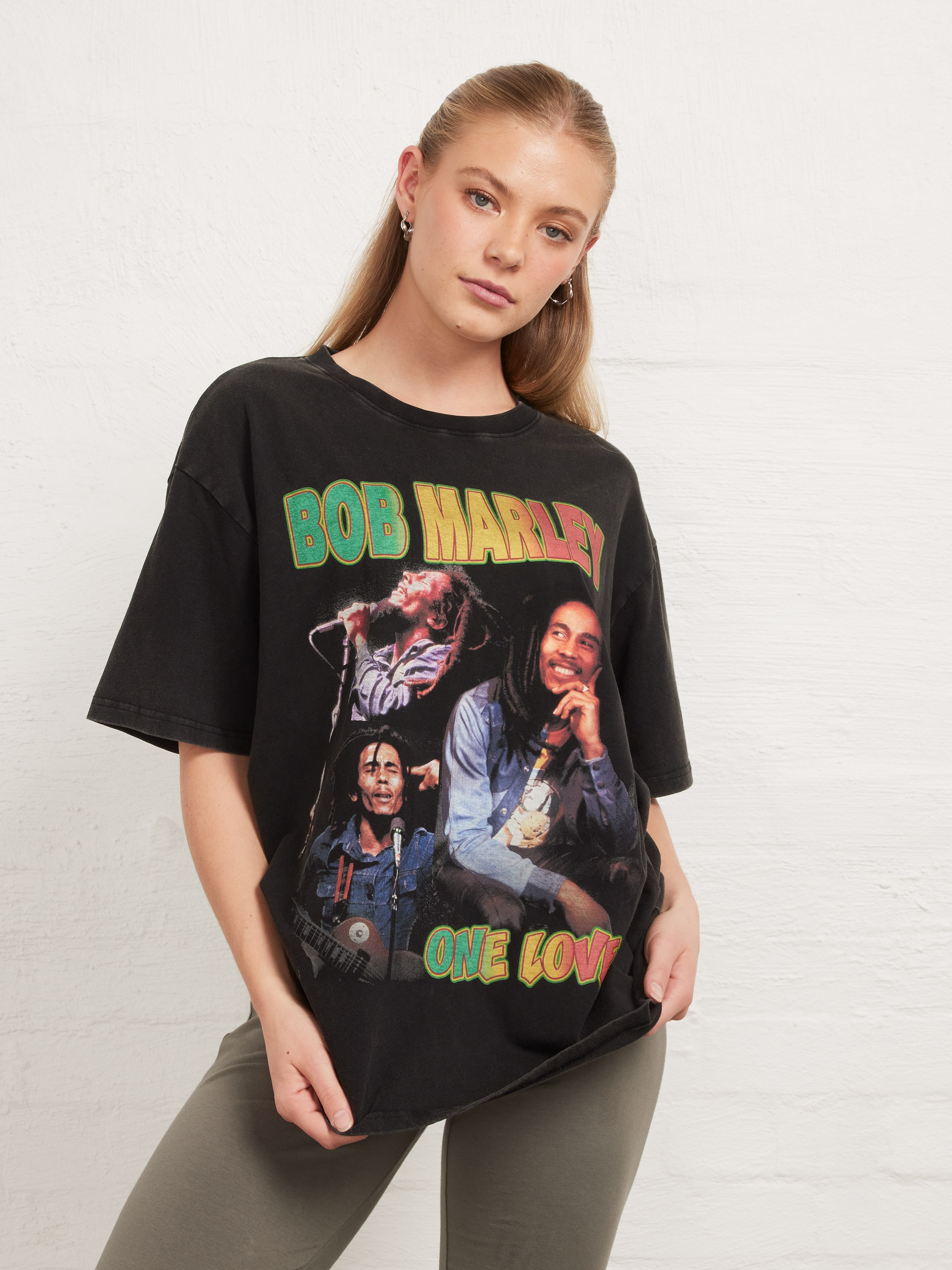 Bob Marley One Love Oversized Tee Acid Wash - Jay Jays Online