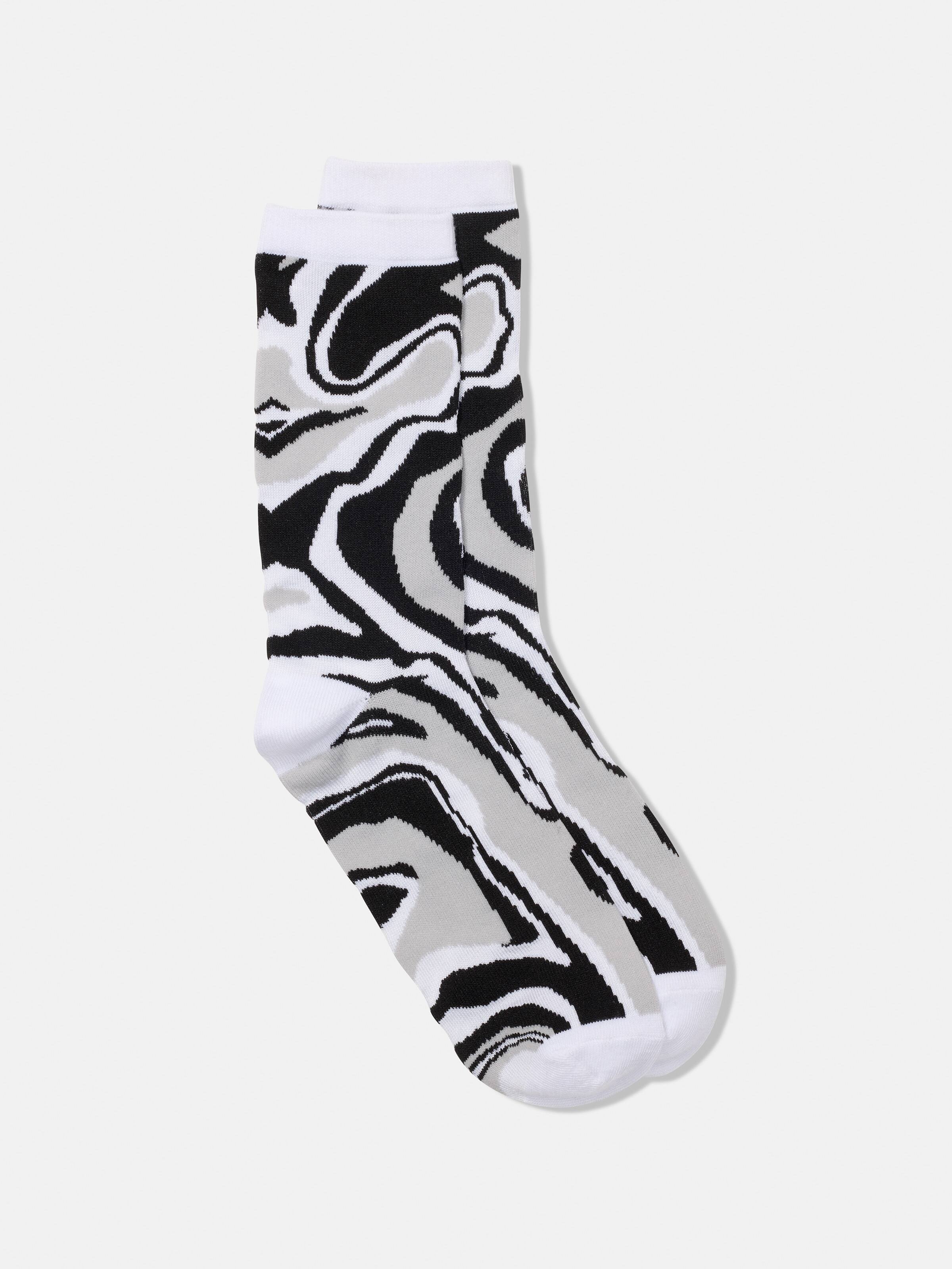 White Black Glow Marble Crew Socks Jay Jays Online